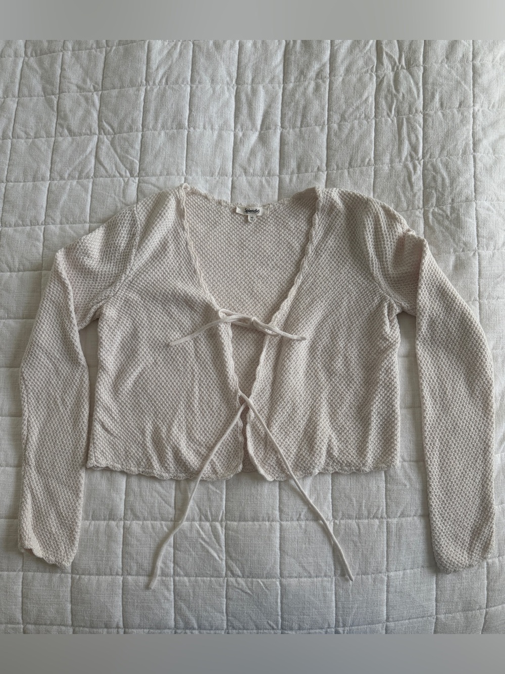 Cozy Tie-Front Knit Cardigan in Cream